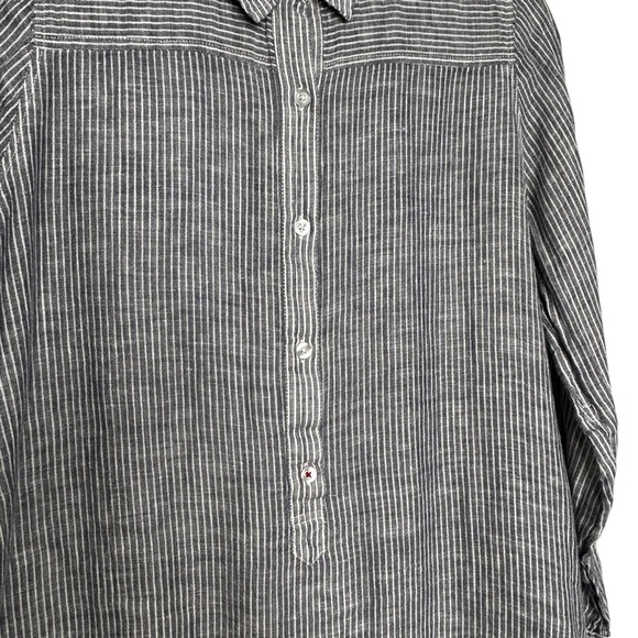 Lucky Brand Linen Blend Striped Tunic Top w/Collar Sz M - Picture 4 of 13